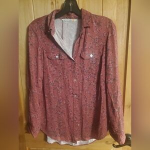 Women's Floral Button-Down Shirt - Mauve